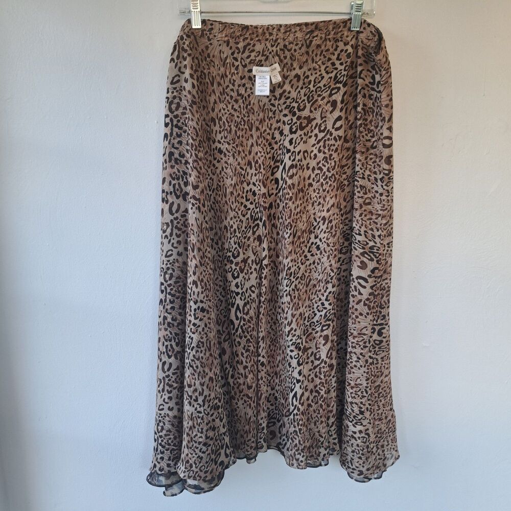 NEW Coldwater Creek Y2k 1X PLUS SIZE Midi Skirt Reversible Cheetah Animal Print